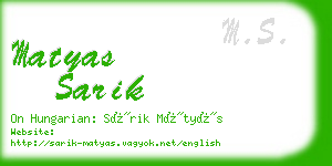 matyas sarik business card